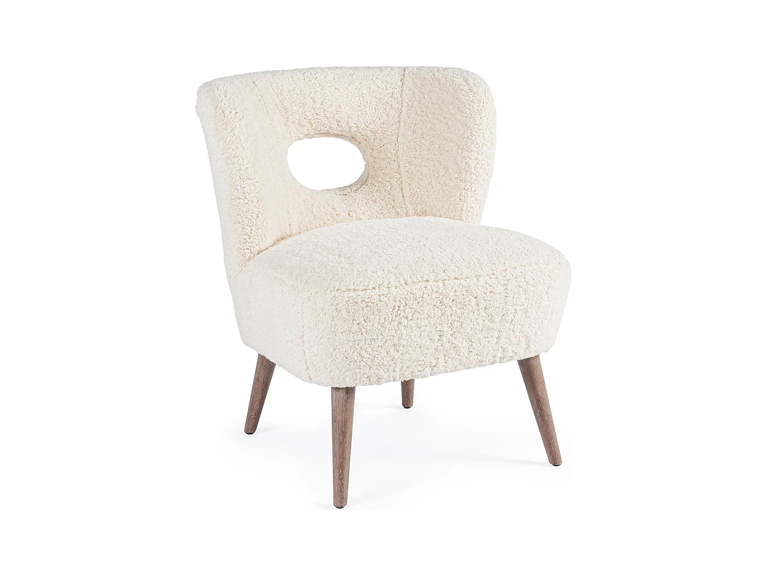 Fauteuil en polyester effet laine blanc Tina