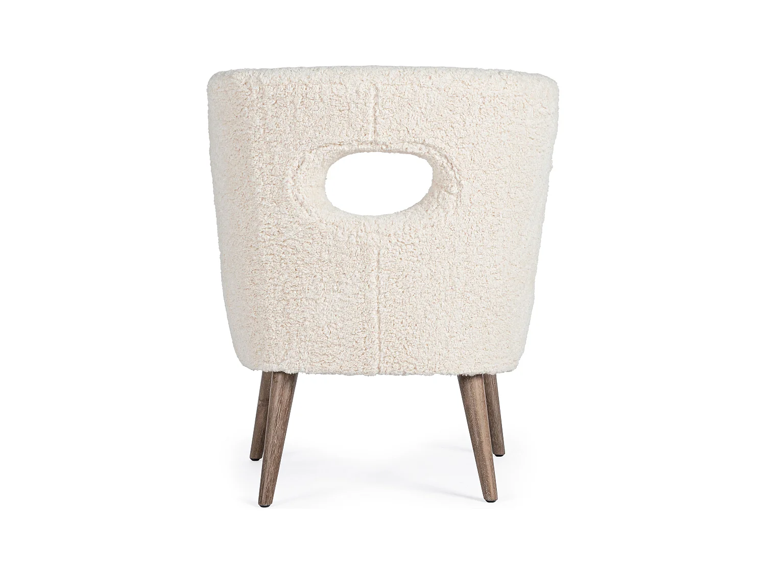 Fauteuil en polyester effet laine blanc Tina