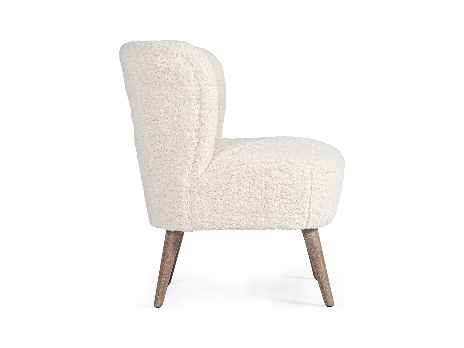 Fauteuil en polyester effet laine blanc Tina