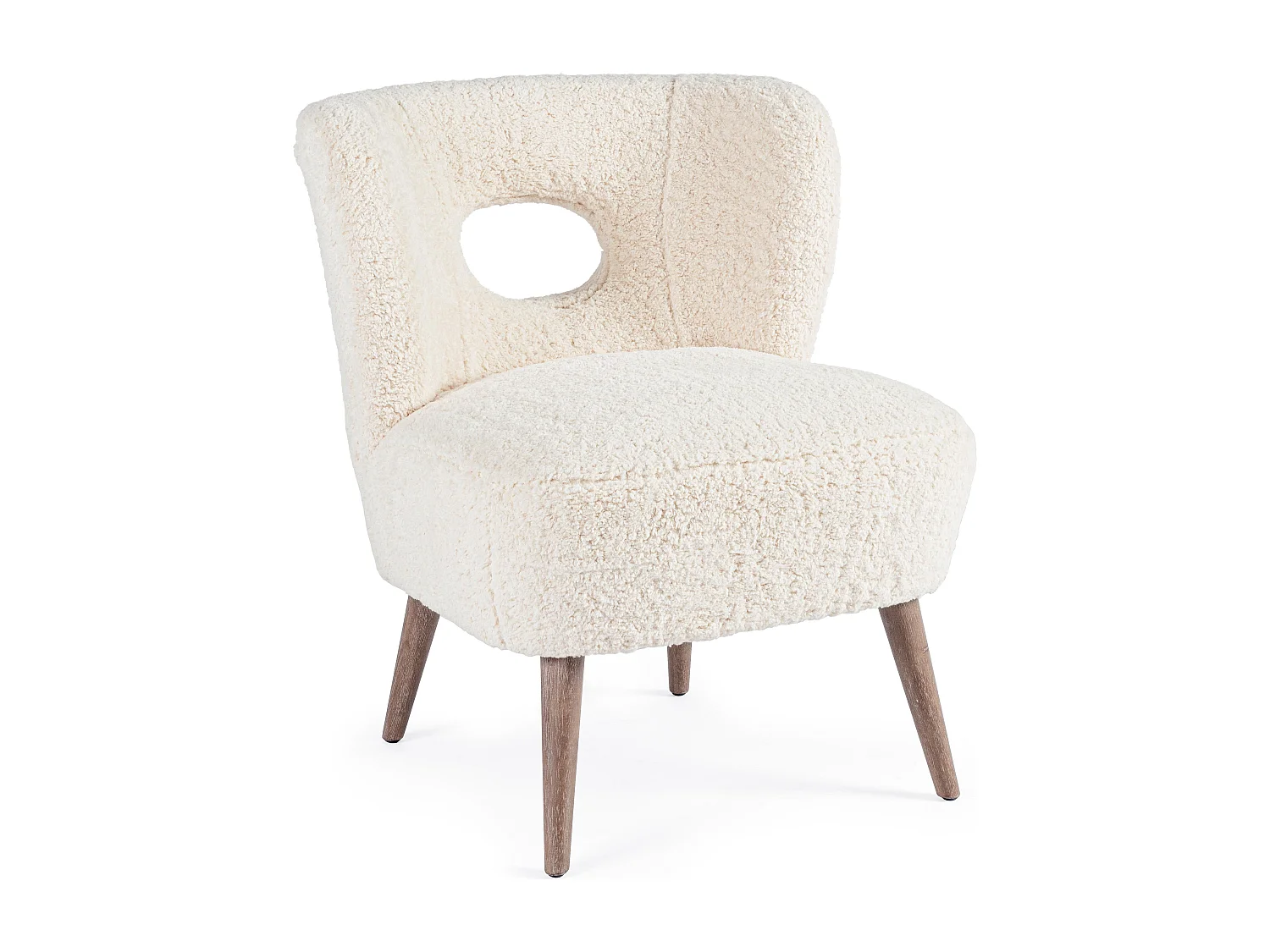 Fauteuil en polyester effet laine blanc Tina