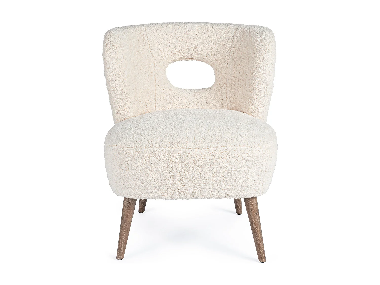 Fauteuil en polyester effet laine blanc Tina