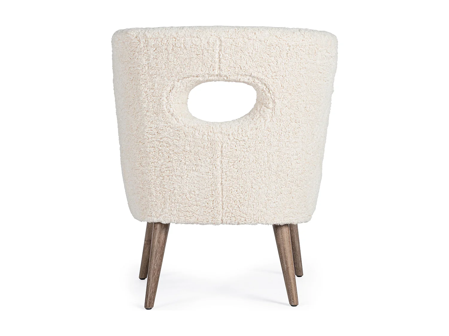 Fauteuil en polyester effet laine blanc Tina