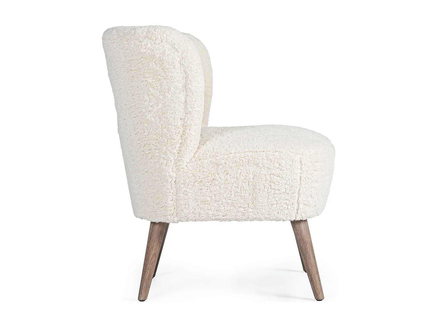 Fauteuil en polyester effet laine blanc Tina