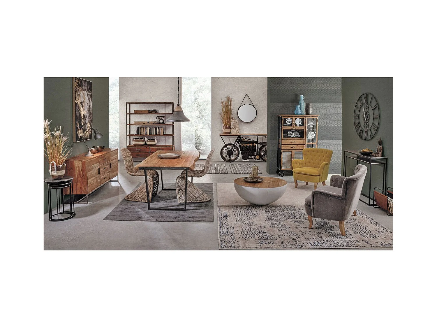 Gele katoenen fauteuil Oria en poten van natuurlijk hout