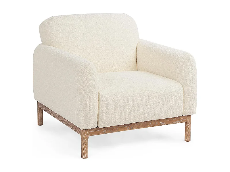 Fauteuil tissu doux naturel bouclé Kindel 91cm