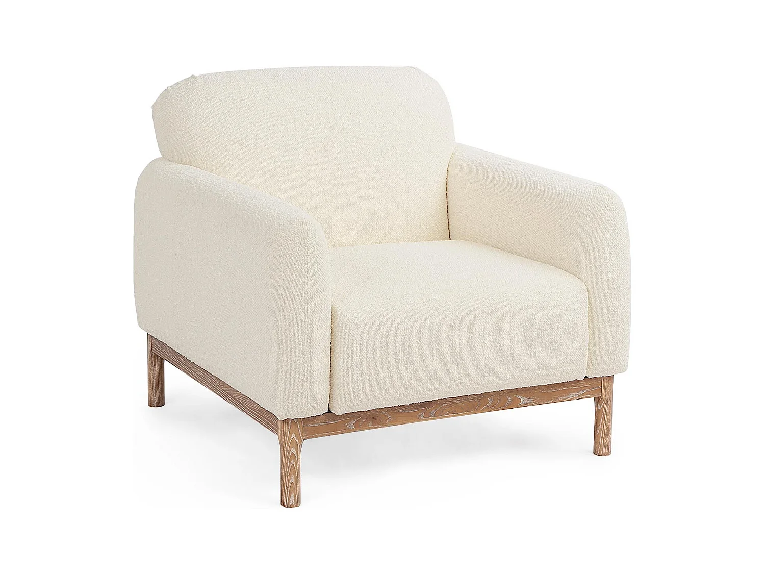 Fauteuil tissu doux naturel bouclé Kindel 91cm