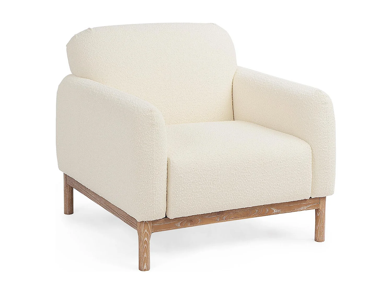 Fauteuil tissu doux naturel bouclé Kindel 91cm