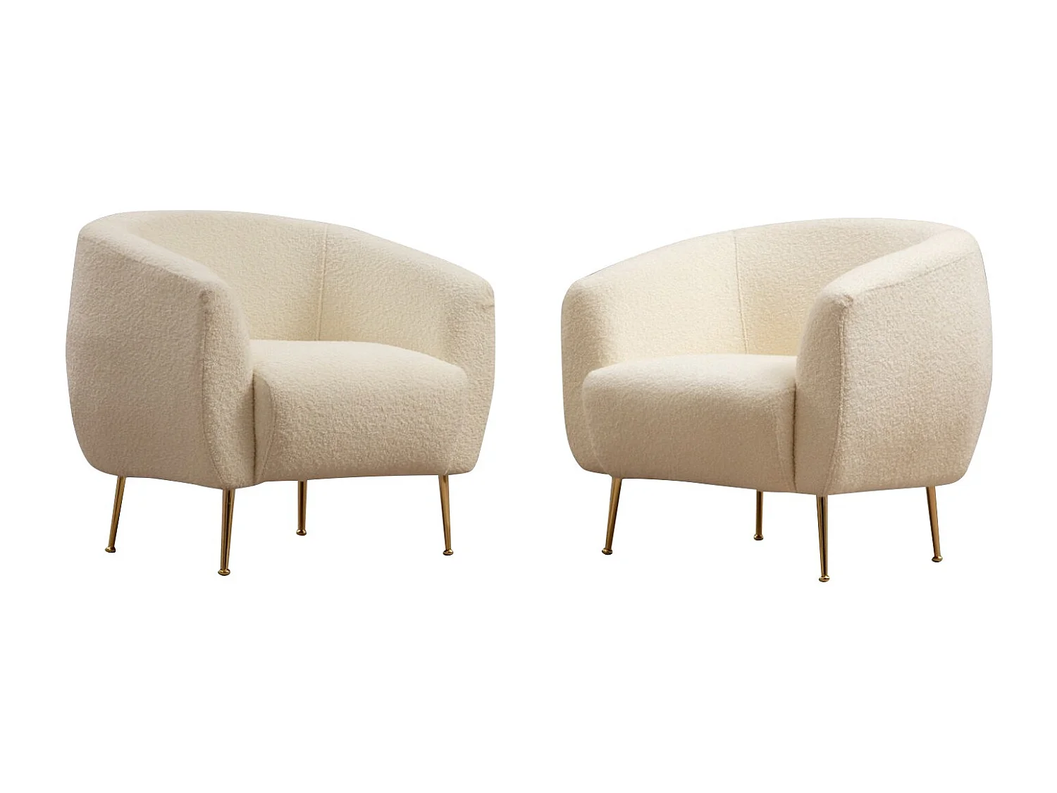 Fauteuil tissu coton bouclé ultra doux crème Tazany 70cm