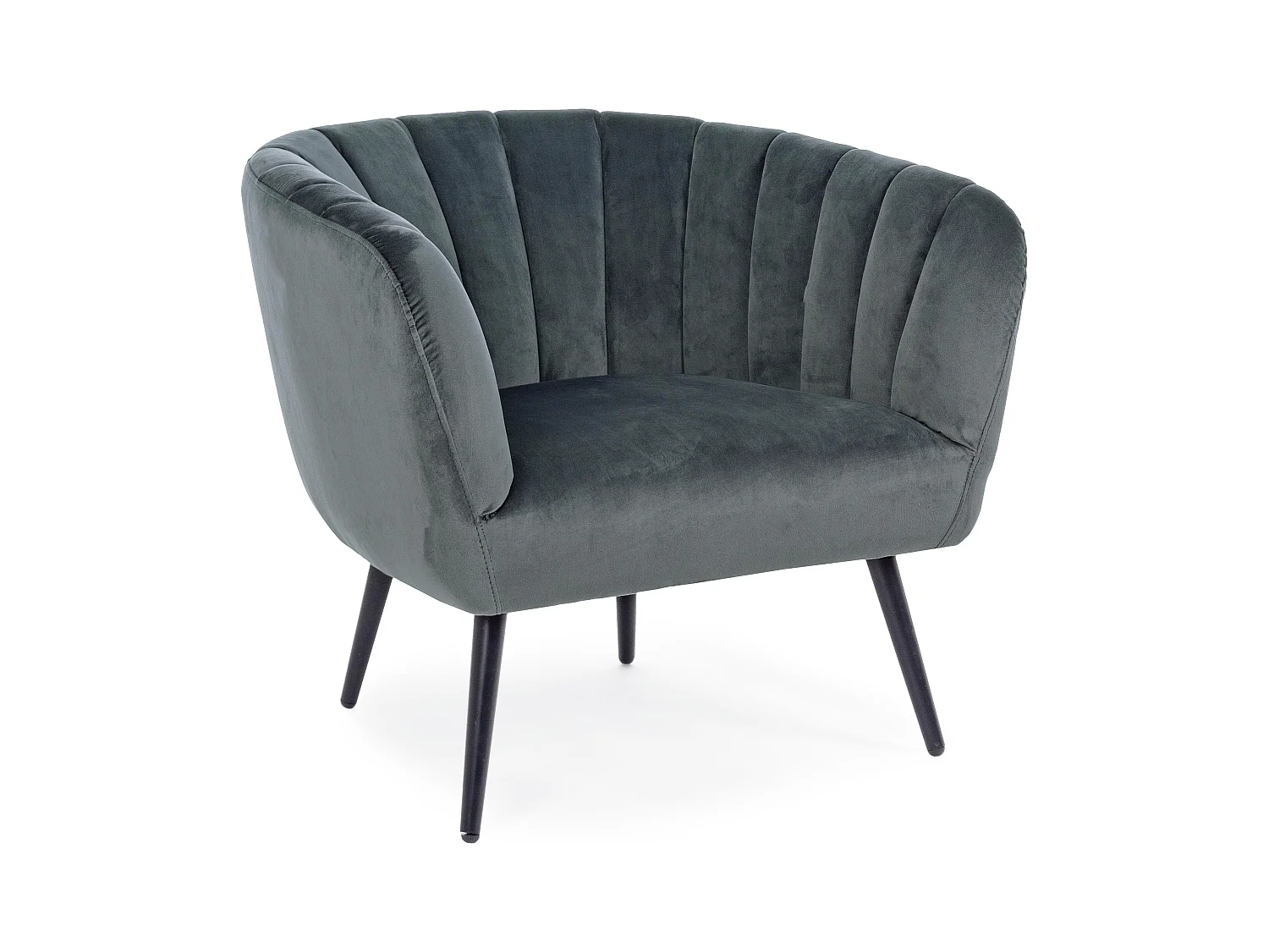Fauteuil en polyester gris foncé et pieds en acier noir Avi