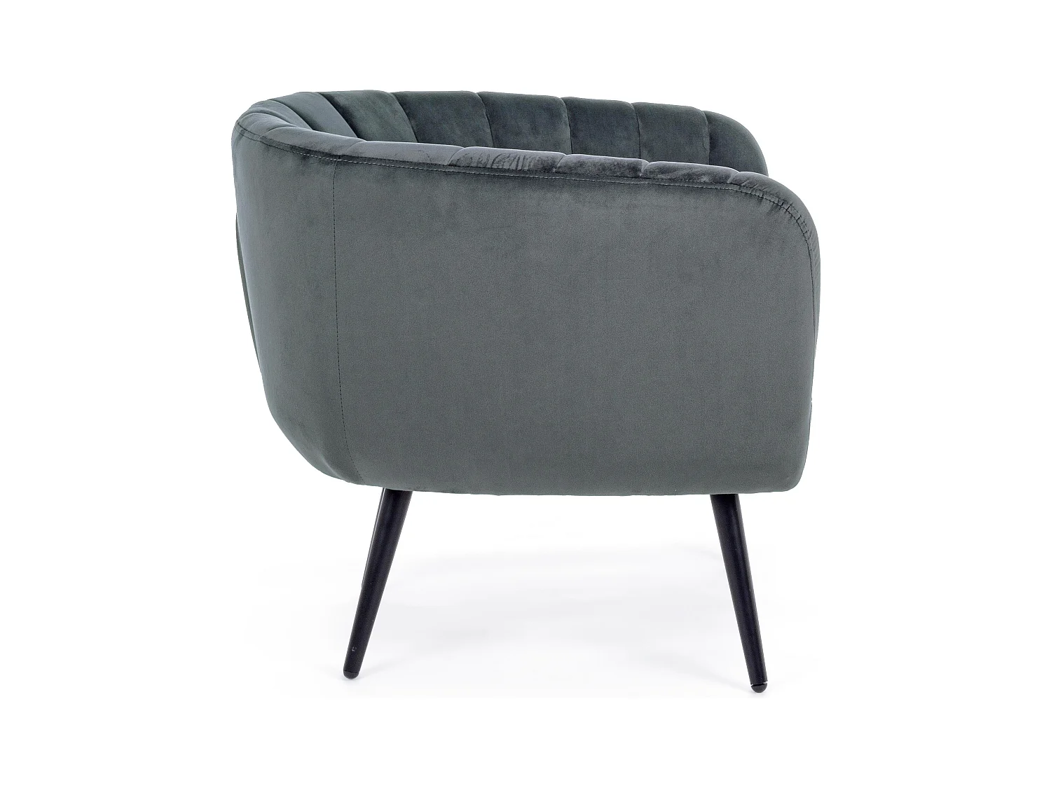 Fauteuil en polyester gris foncé et pieds en acier noir Avi