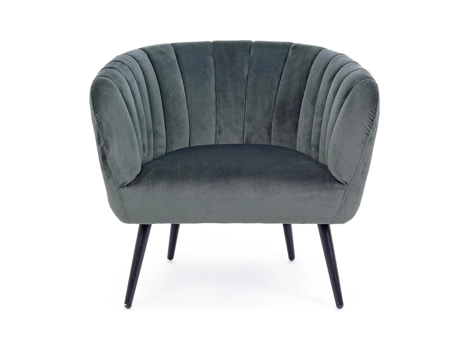 Fauteuil en polyester gris foncé et pieds en acier noir Avi