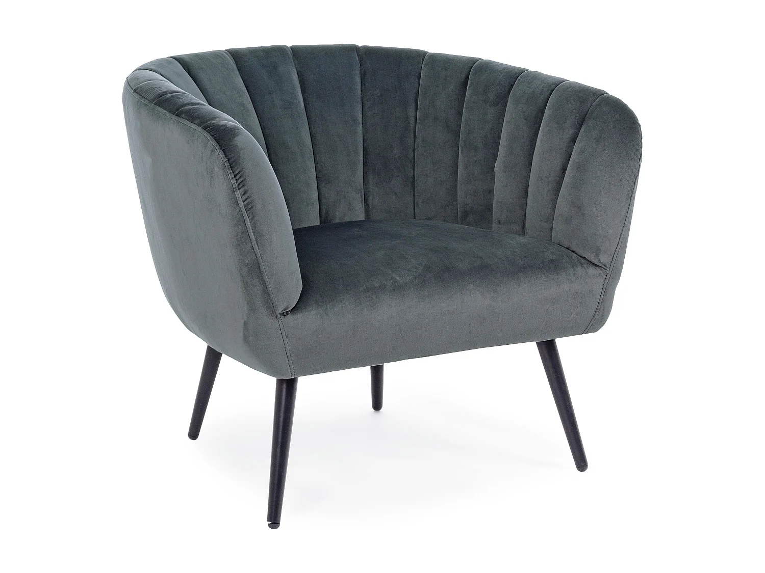 Fauteuil en polyester gris foncé et pieds en acier noir Avi