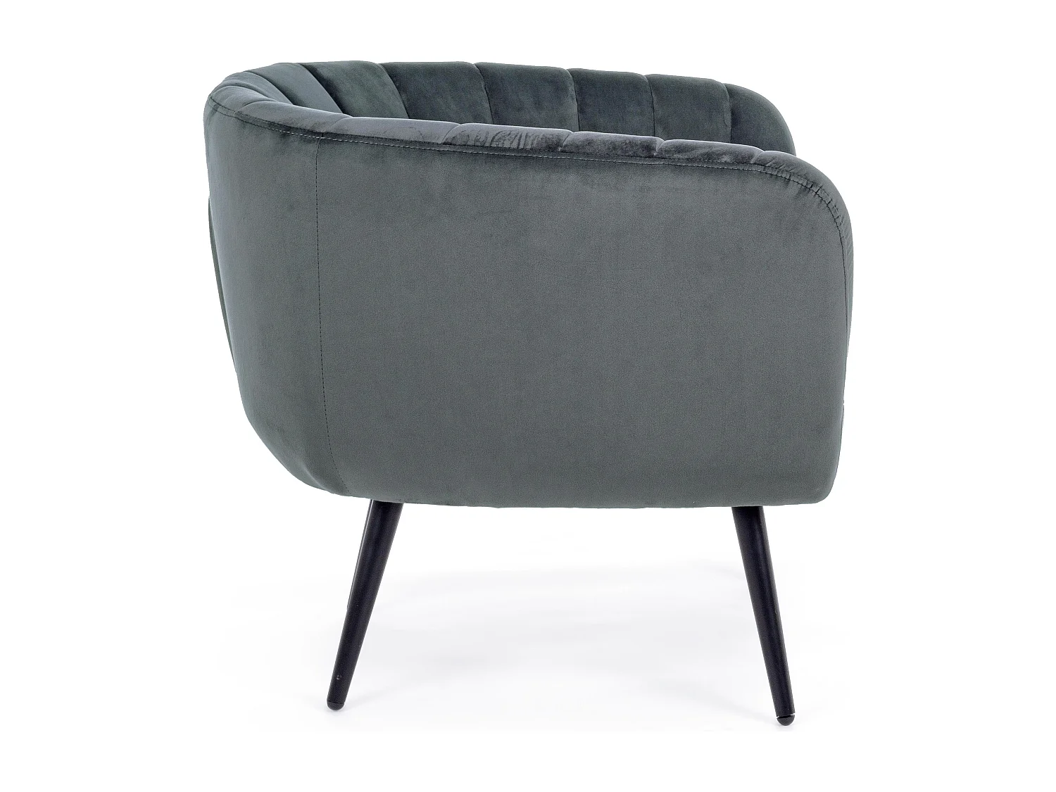 Fauteuil en polyester gris foncé et pieds en acier noir Avi