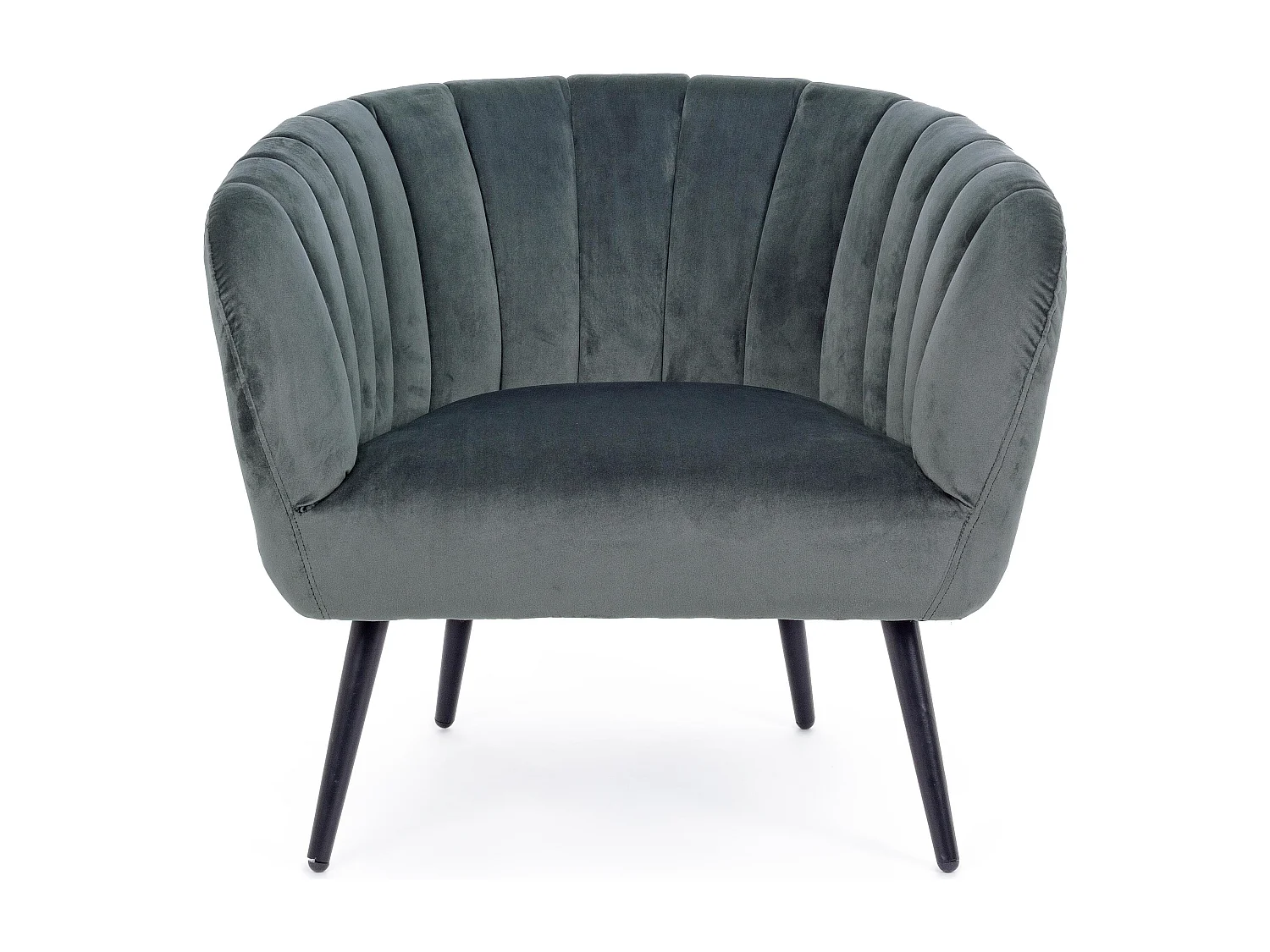 Fauteuil en polyester gris foncé et pieds en acier noir Avi