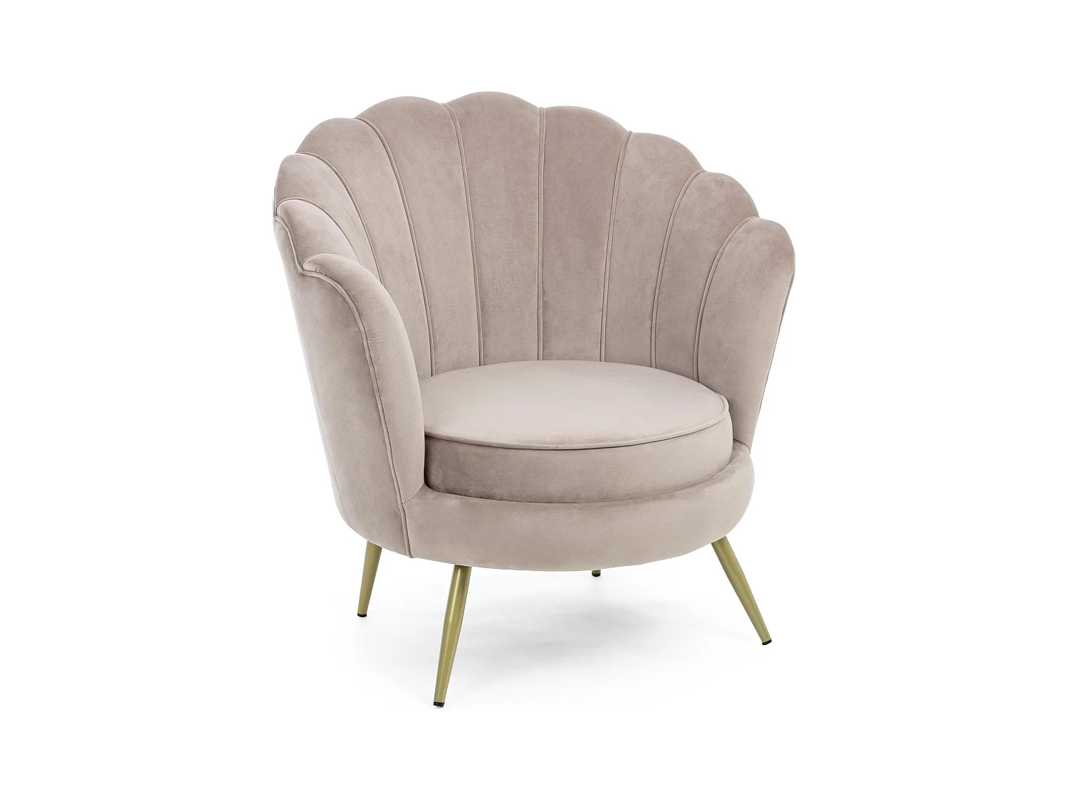 Gala fluwelen fauteuil met gouden metalen poten, 80 cm-Kleur Beige