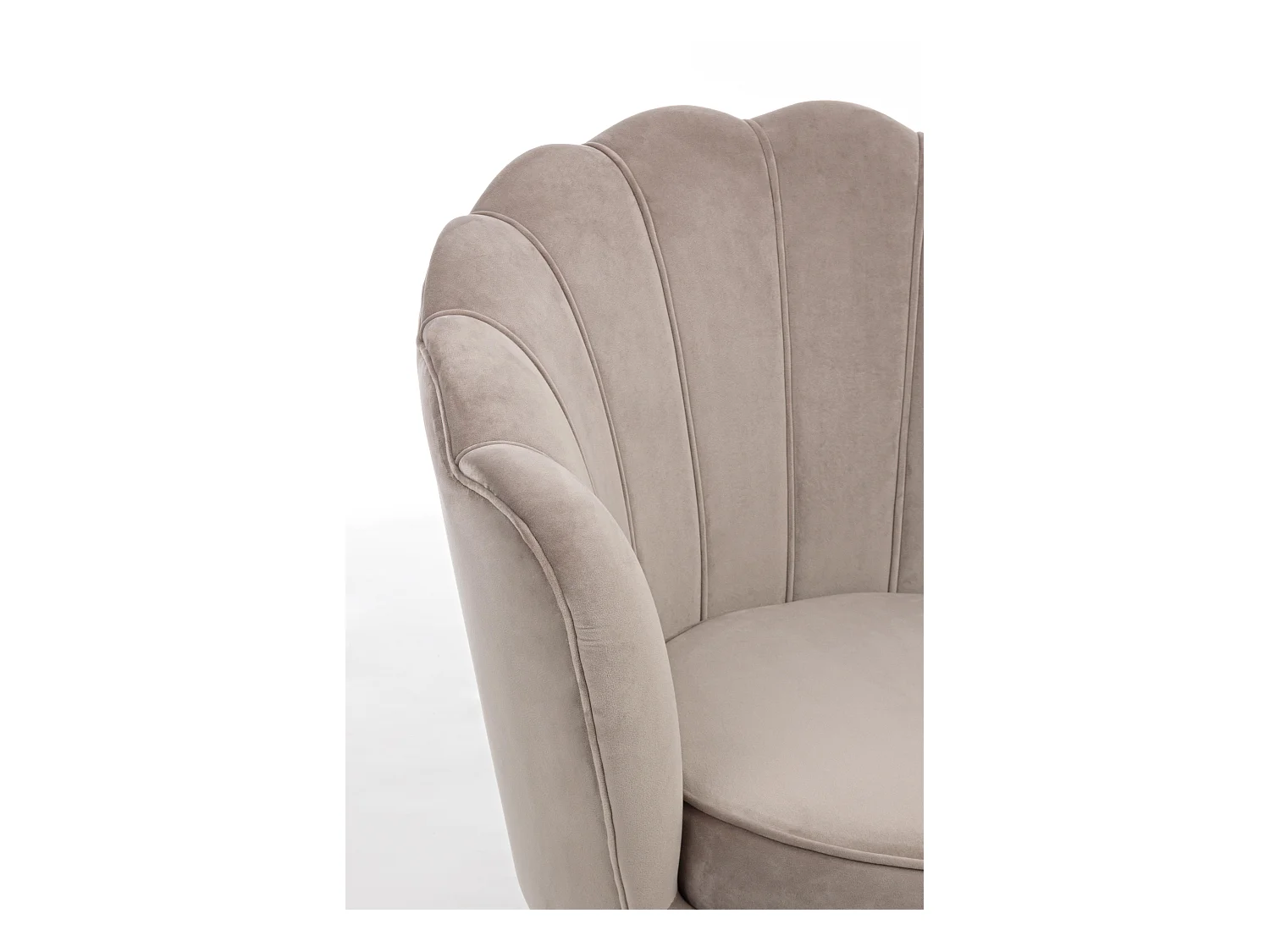 Gala fluwelen fauteuil met gouden metalen poten, 80 cm-Kleur Beige