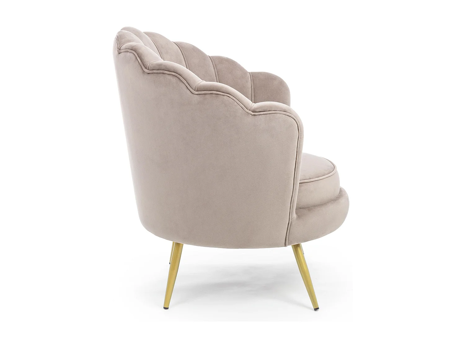 Fauteuil en velours et pieds métal doré Gala 80cm-Beige