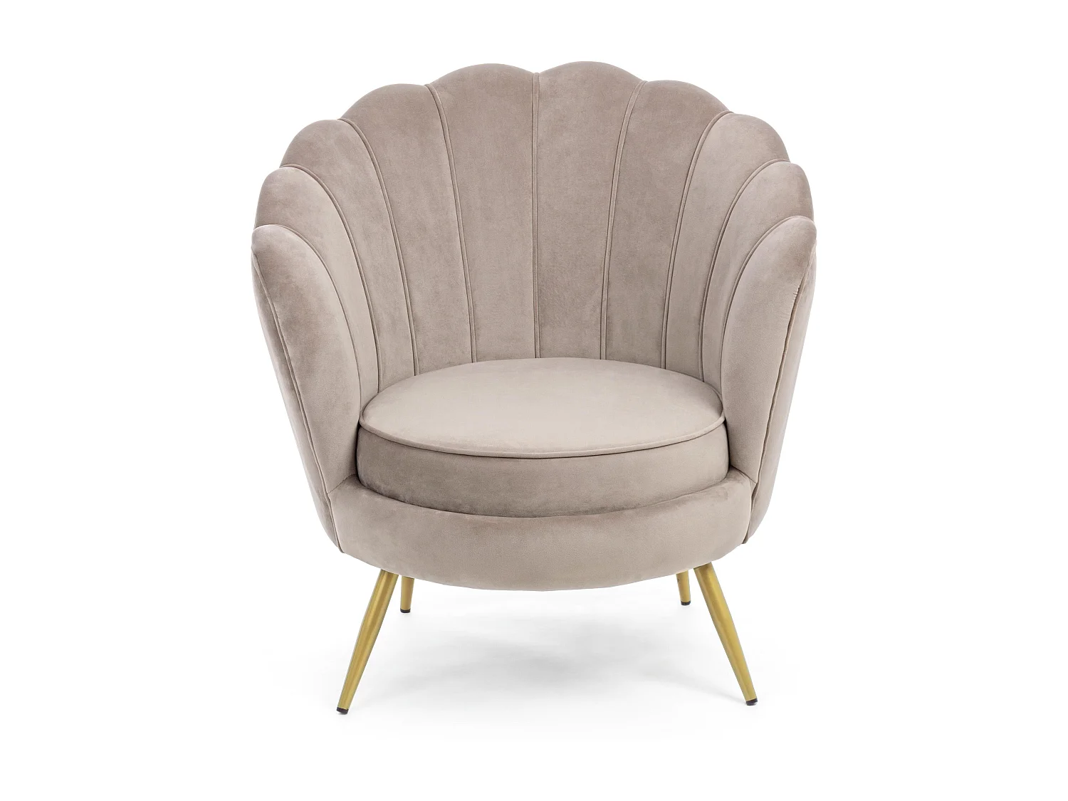 Fauteuil en velours et pieds métal doré Gala 80cm-Beige