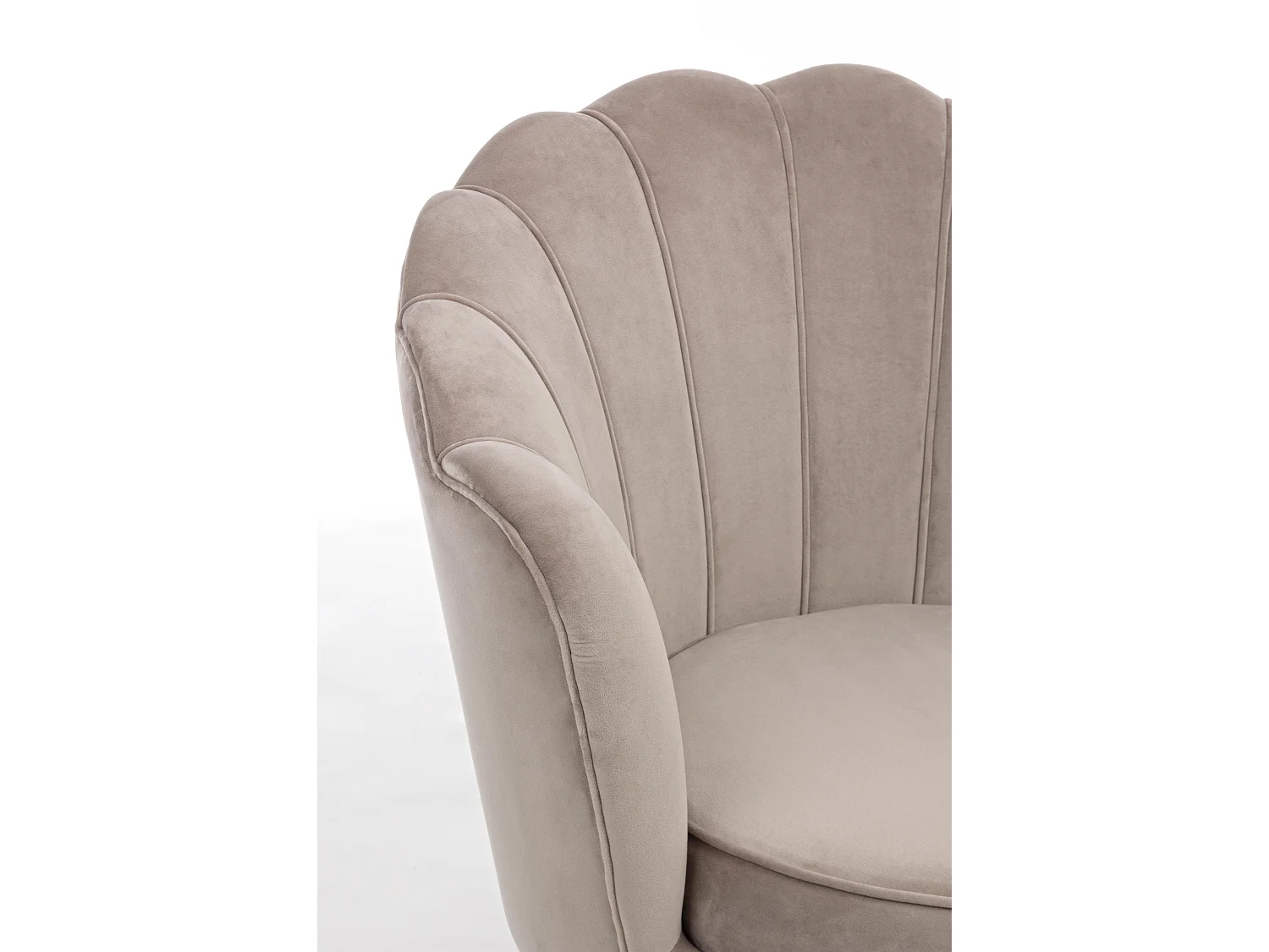 Fauteuil en velours et pieds métal doré Gala 80cm-Beige