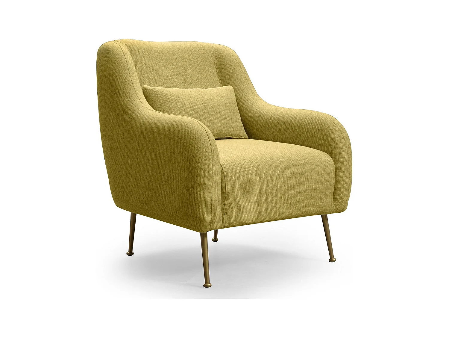 Fauteuil moderne tissu jaune et piéds métal doré Kezila 78cm