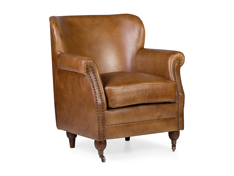Fauteuil en cuir marron Boskane