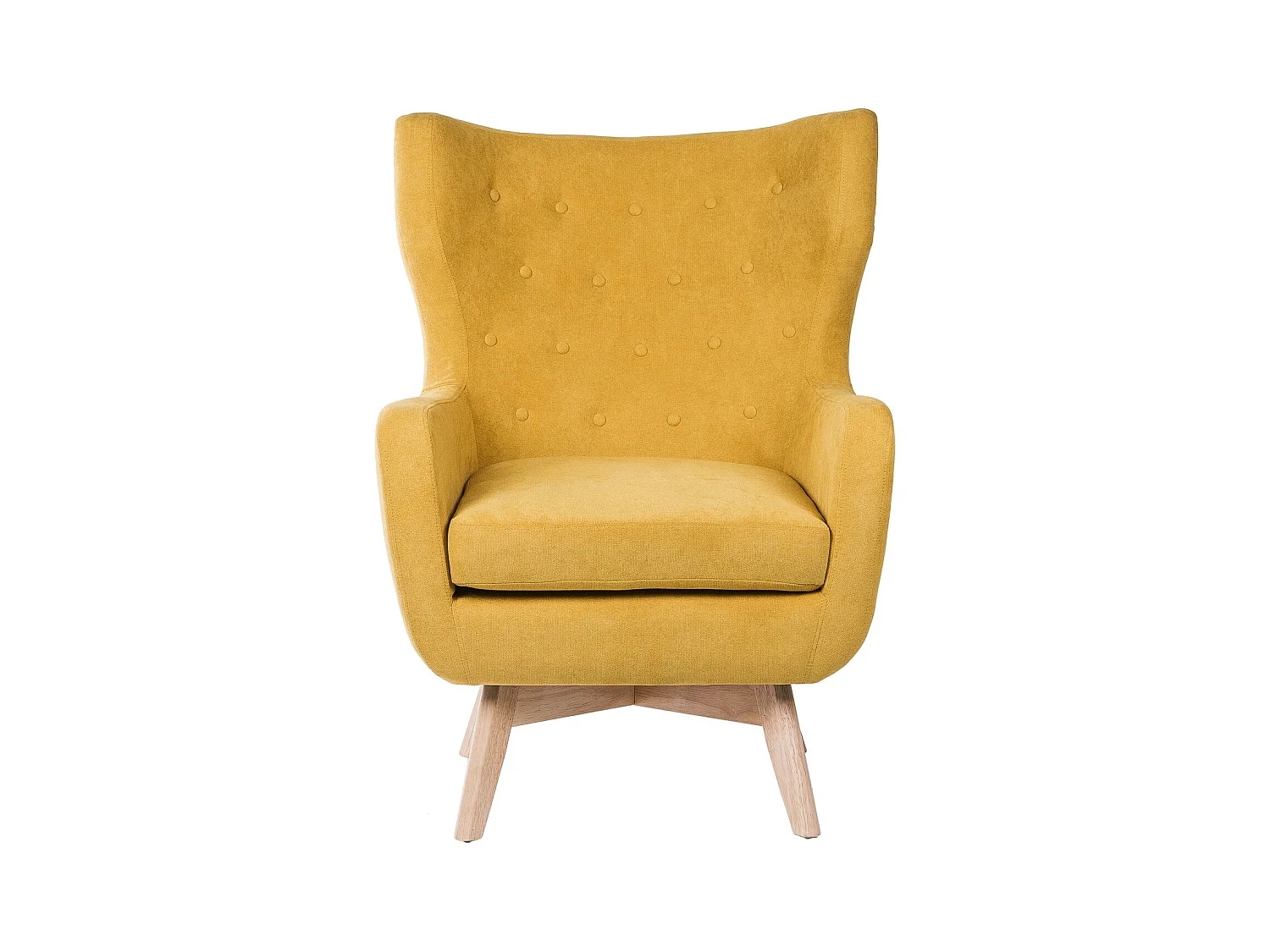 Fauteuil moderne dossier haut tissu jaune moutarde Egga 77cm