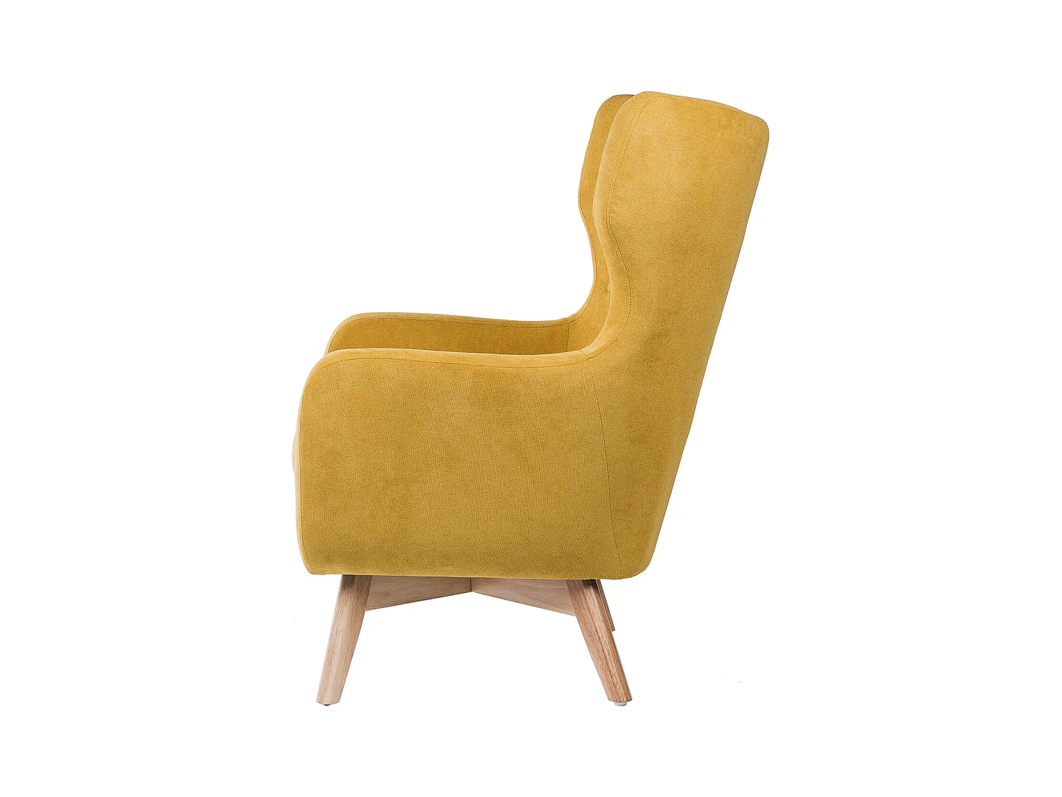 Fauteuil moderne dossier haut tissu jaune moutarde Egga 77cm