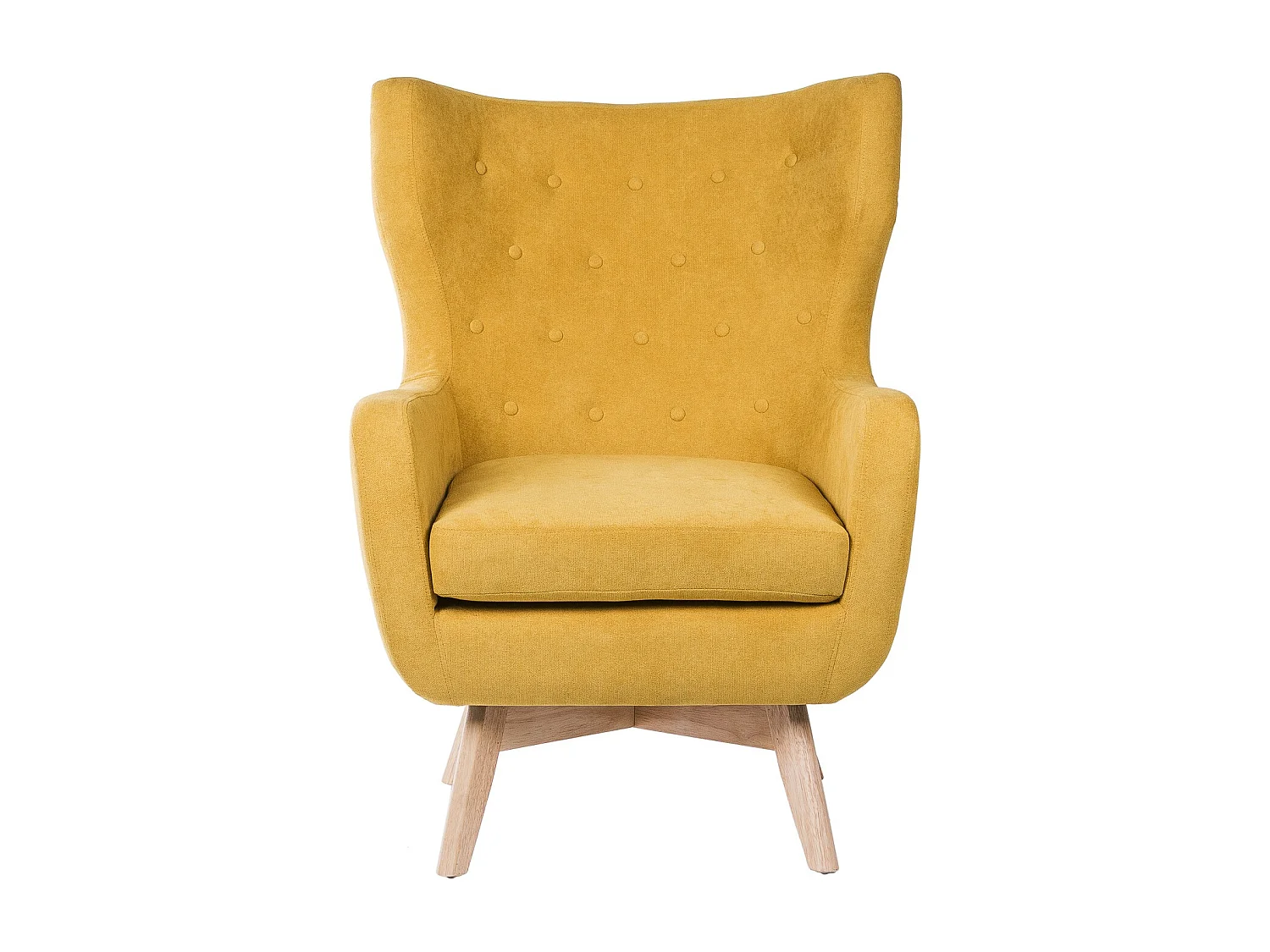 Fauteuil moderne dossier haut tissu jaune moutarde Egga 77cm