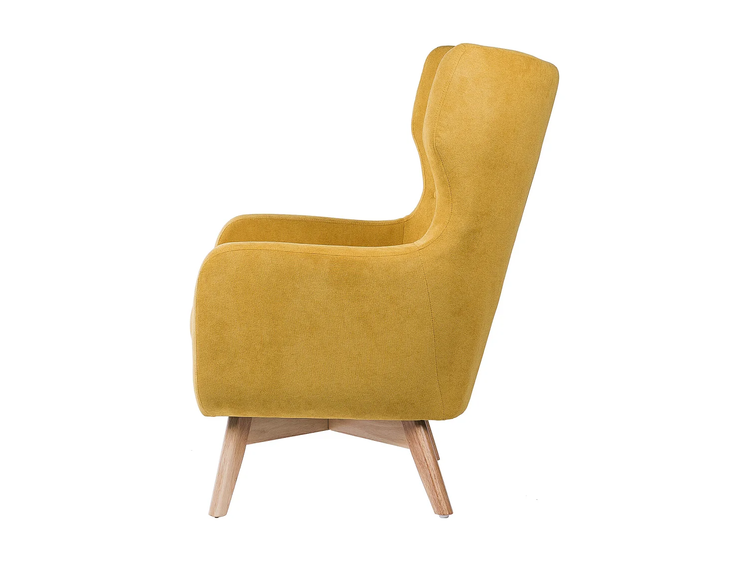 Fauteuil moderne dossier haut tissu jaune moutarde Egga 77cm