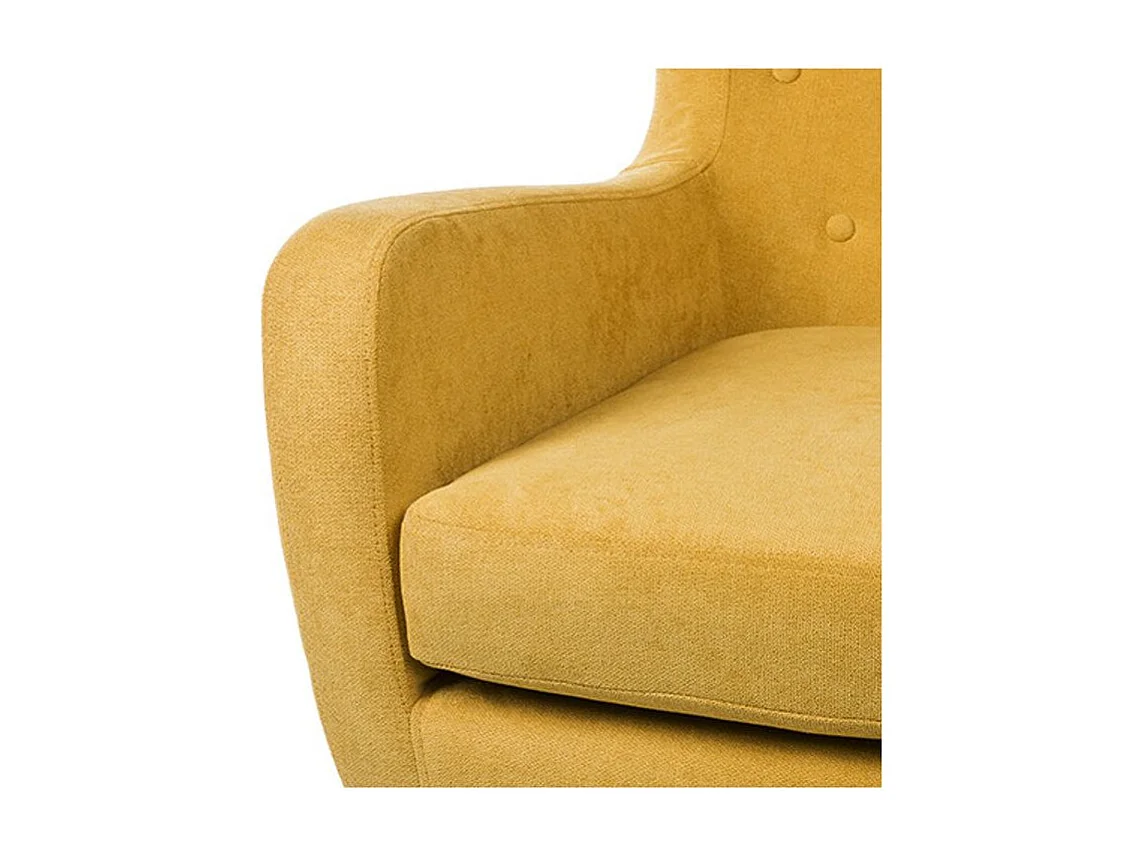 Fauteuil moderne dossier haut tissu jaune moutarde Egga 77cm