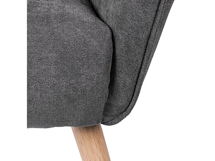 Fauteuil velours avec pieds légèrement en bois naturel Baky-Gris foncé