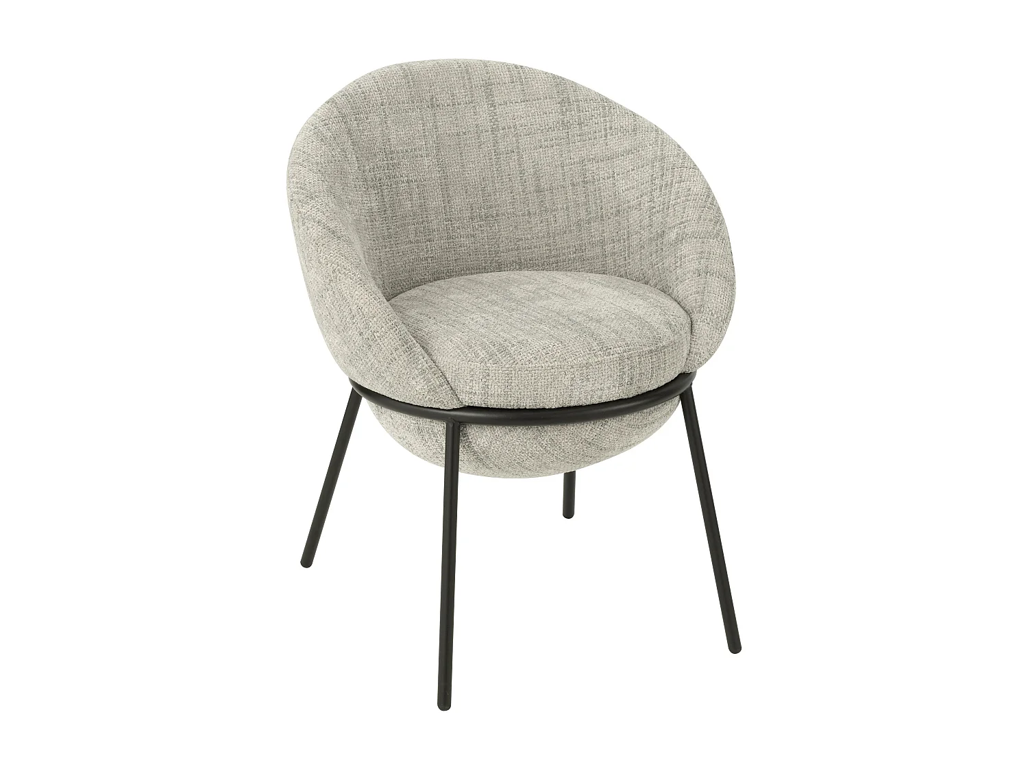 Lot de 2 fauteuils en tissu BOOBY – Structure en métal noir et design moderne-Gris