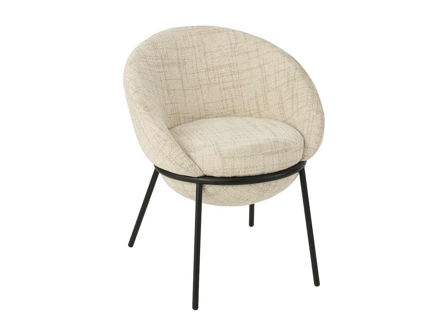 Lot de 2 fauteuils en tissu BOOBY – Structure en métal noir et design moderne-Gris