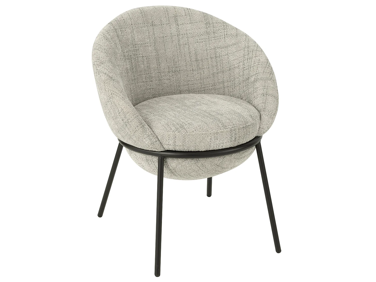 Lot de 2 fauteuils en tissu BOOBY – Structure en métal noir et design moderne-Gris
