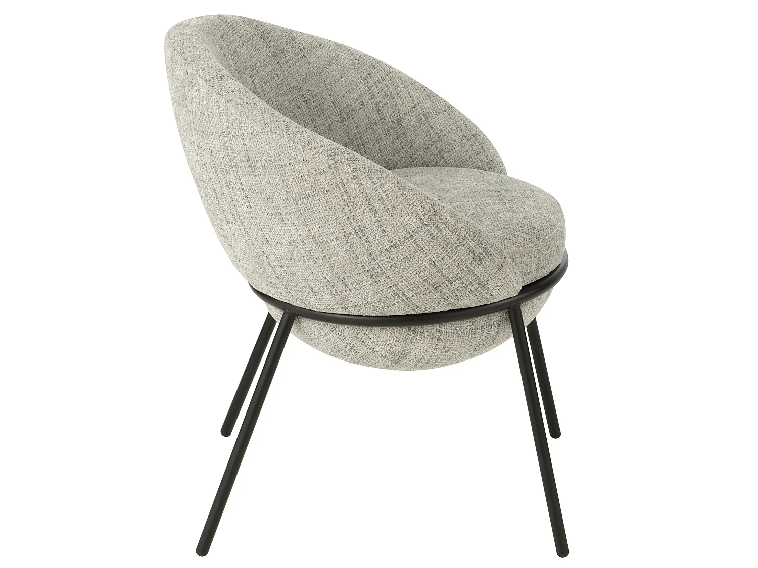 Lot de 2 fauteuils en tissu BOOBY – Structure en métal noir et design moderne-Gris