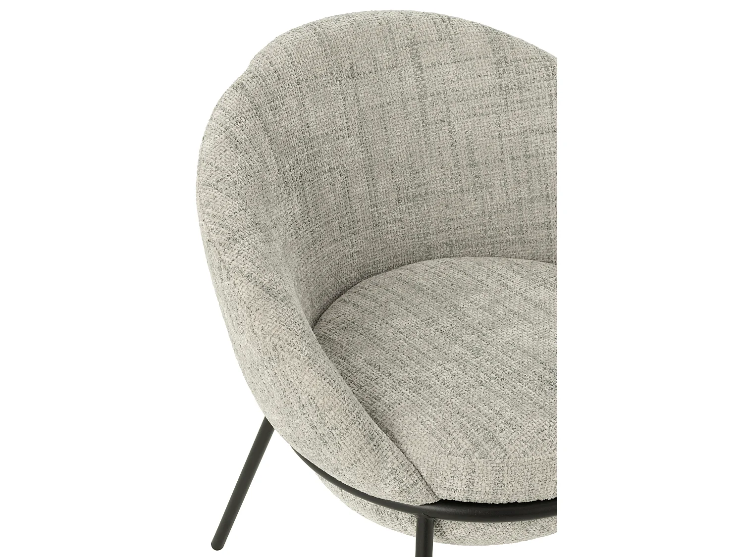 Lot de 2 fauteuils en tissu BOOBY – Structure en métal noir et design moderne-Gris