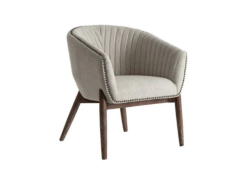 Fauteuil tissu gris et pin massif clair Enzo