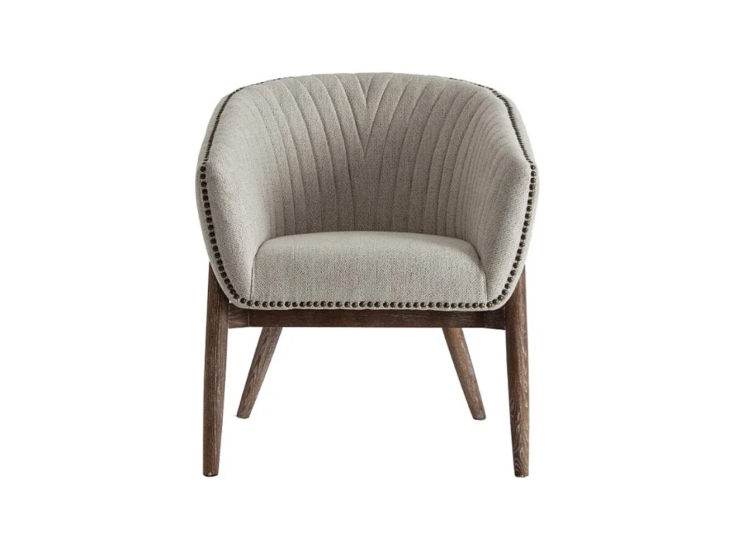 Fauteuil tissu gris et pin massif clair Enzo
