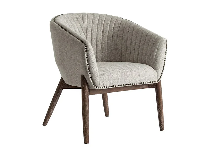 Fauteuil tissu gris et pin massif clair Enzo