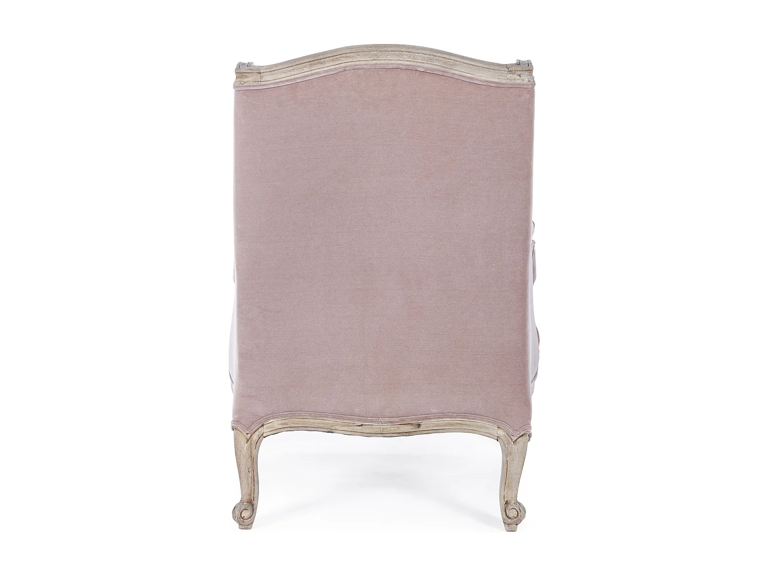 Fauteuil polyester rose et pieds en bois de manguier Luna