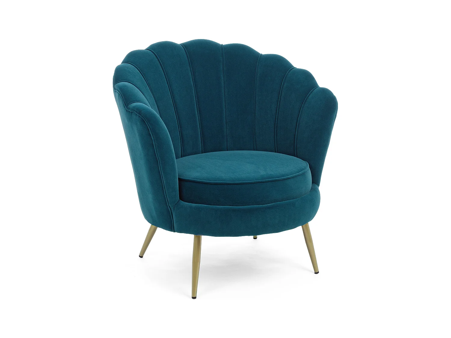 Gala fluwelen fauteuil met gouden metalen poten, 80 cm-Kleur Blauwe Eend