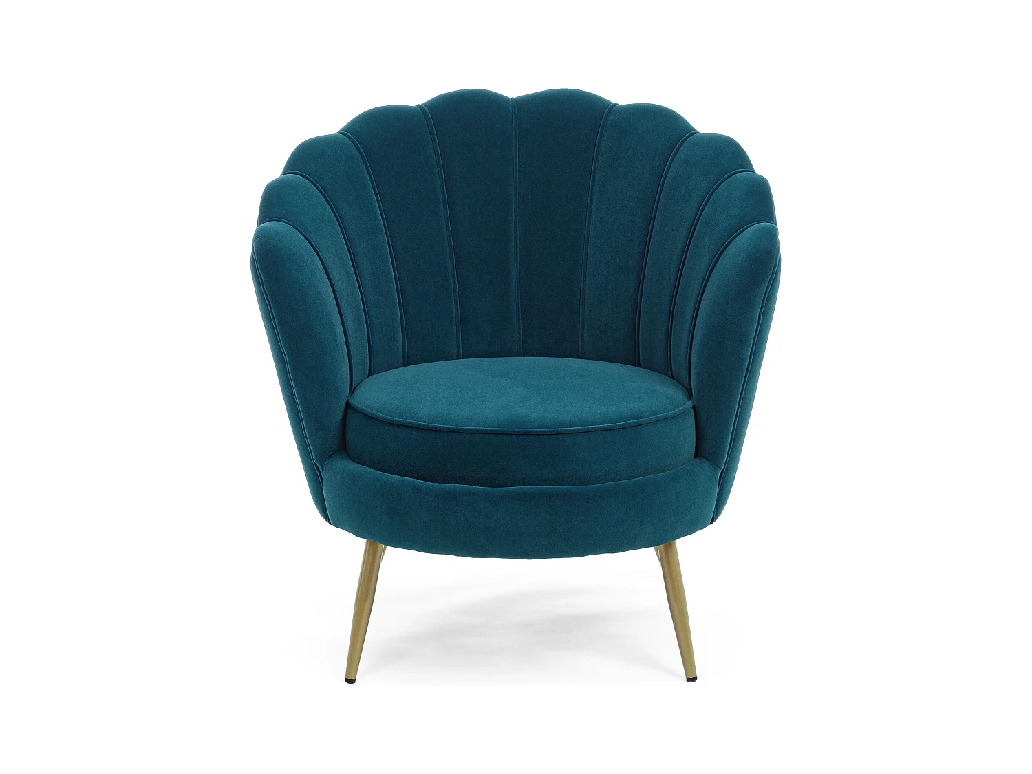Gala fluwelen fauteuil met gouden metalen poten, 80 cm-Kleur Blauwe Eend