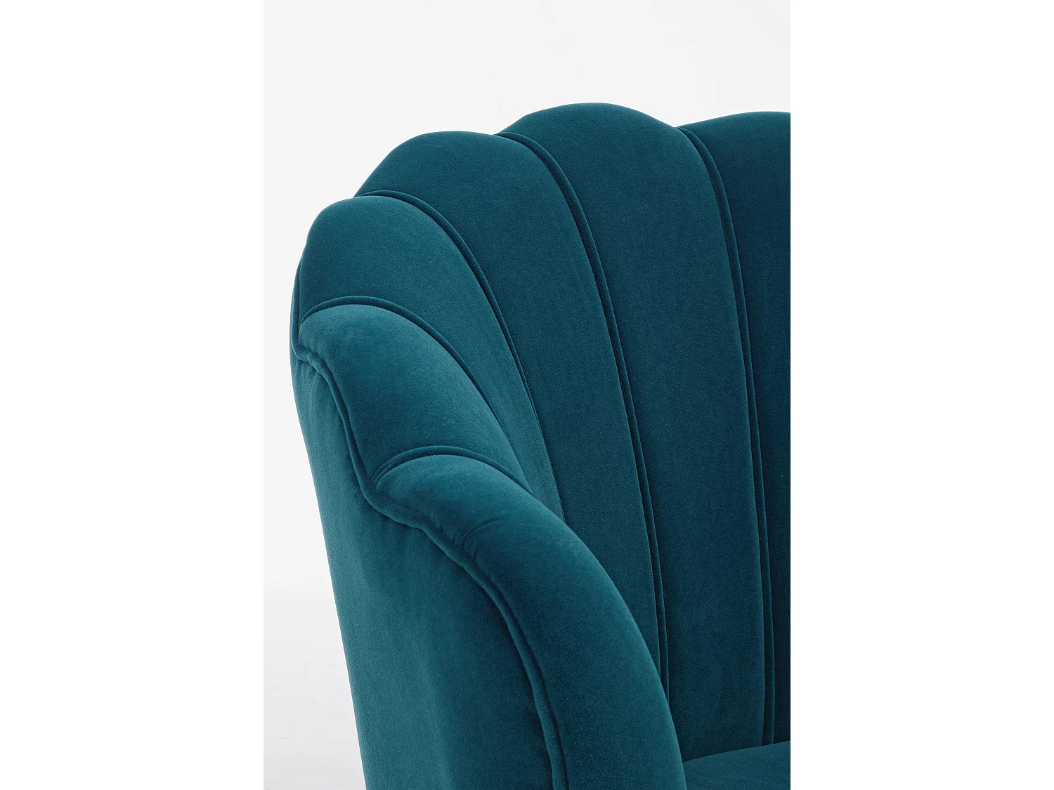 Gala fluwelen fauteuil met gouden metalen poten, 80 cm-Kleur Blauwe Eend