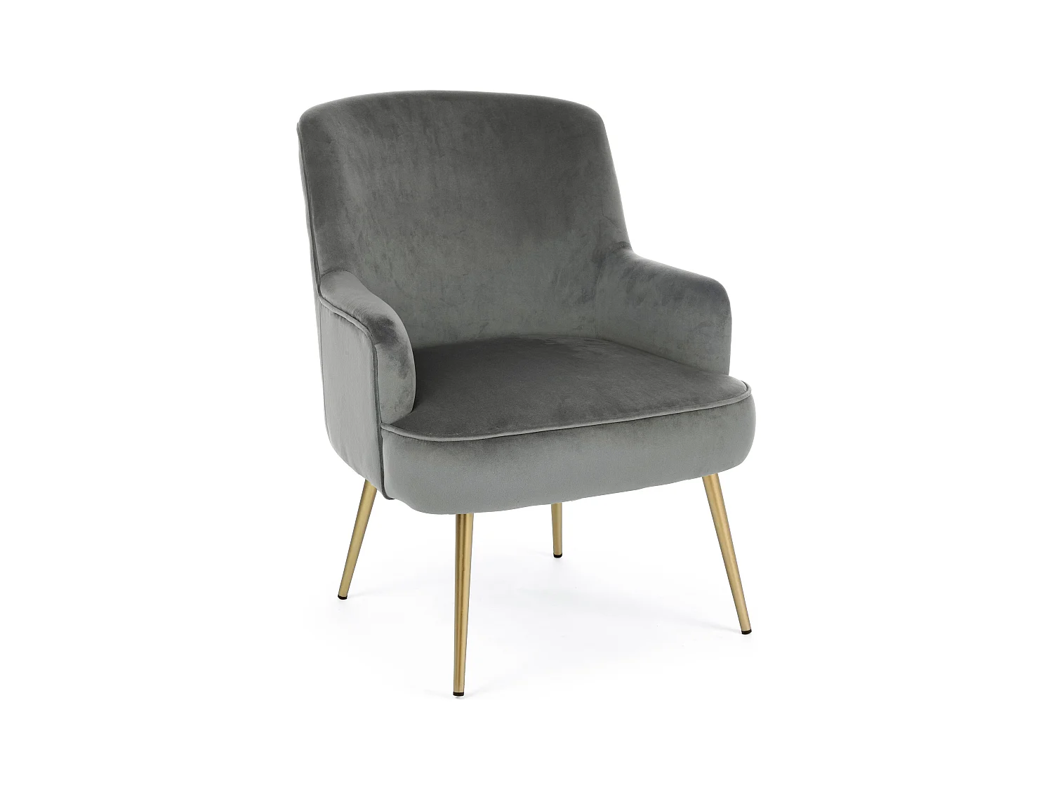 Fauteuil en polyester effet velours gris Natan