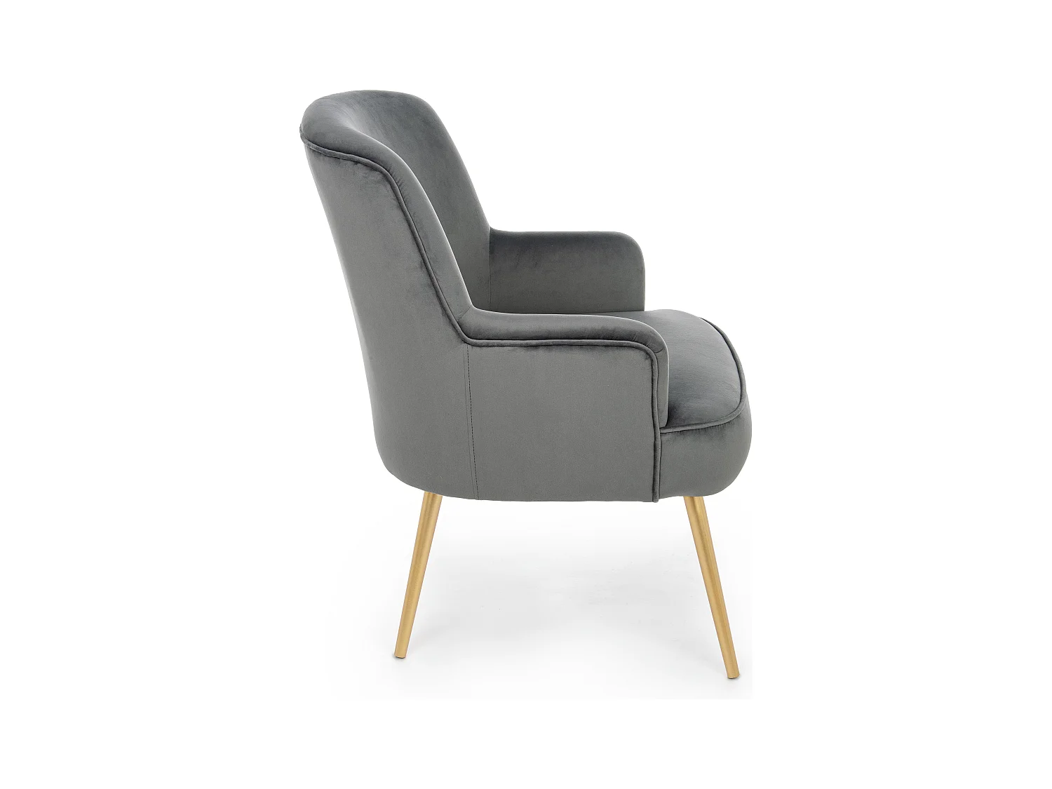 Fauteuil en polyester effet velours gris Natan