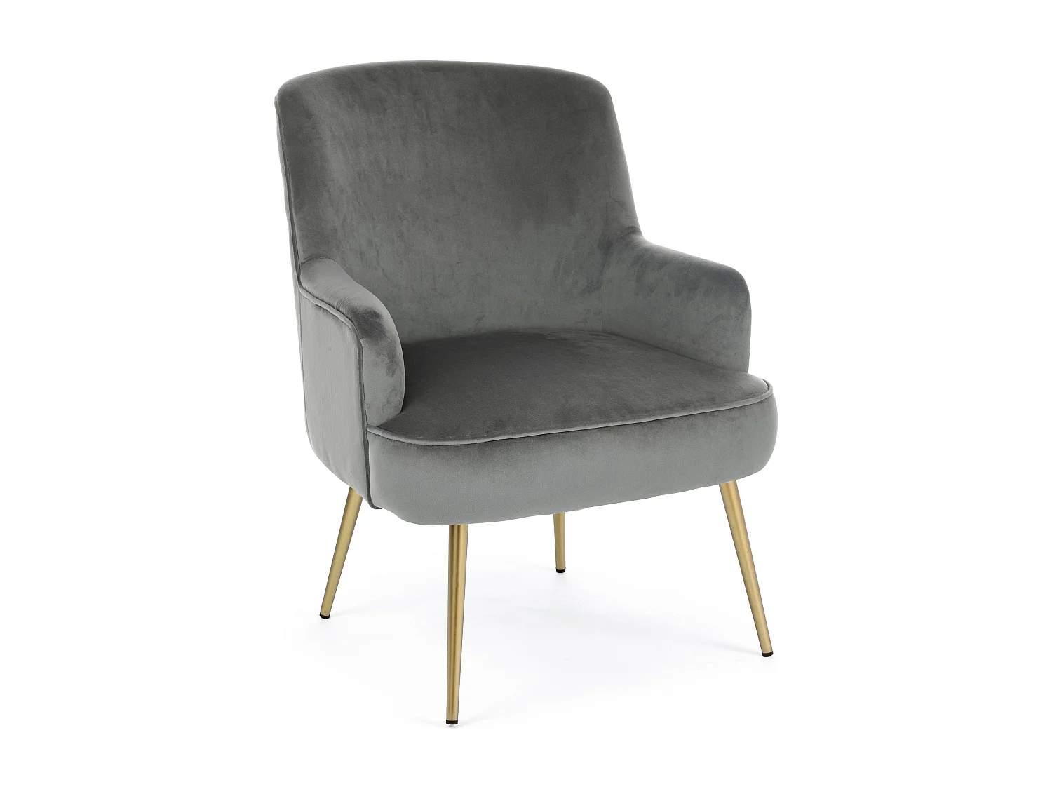 Fauteuil en polyester effet velours gris Natan