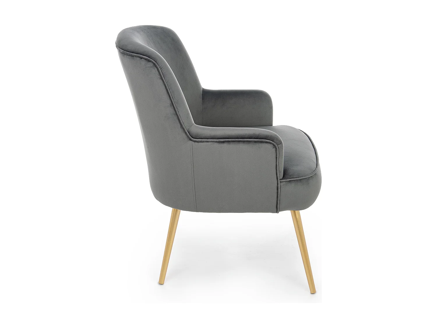 Fauteuil en polyester effet velours gris Natan