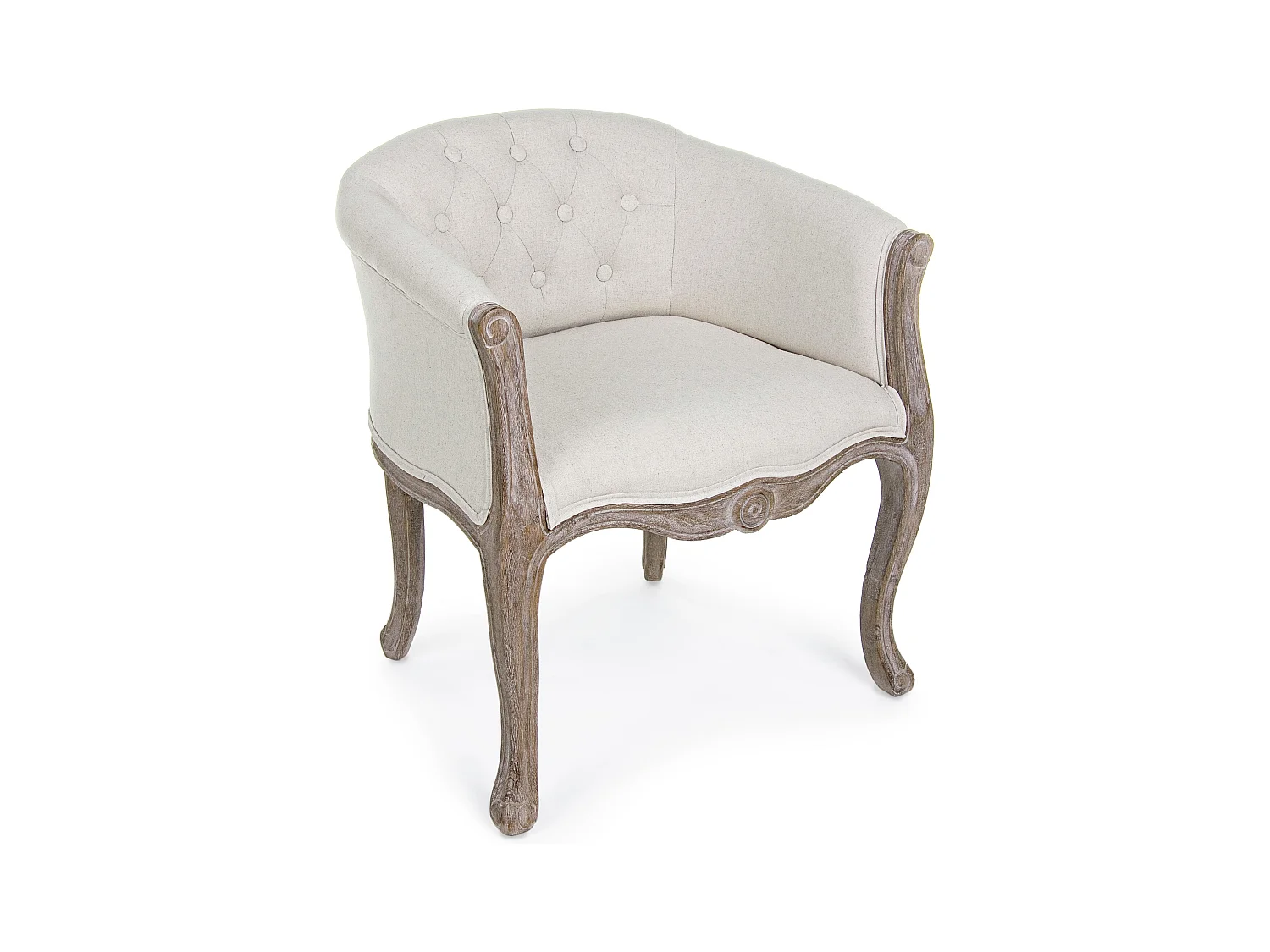 Lot de 2 fauteuils Dova – Pieds en bois d'Hévéa naturel et assise en tissu-Blanc