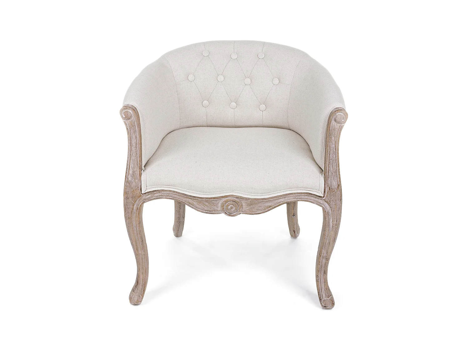 Lot de 2 fauteuils Dova – Pieds en bois d'Hévéa naturel et assise en tissu-Blanc