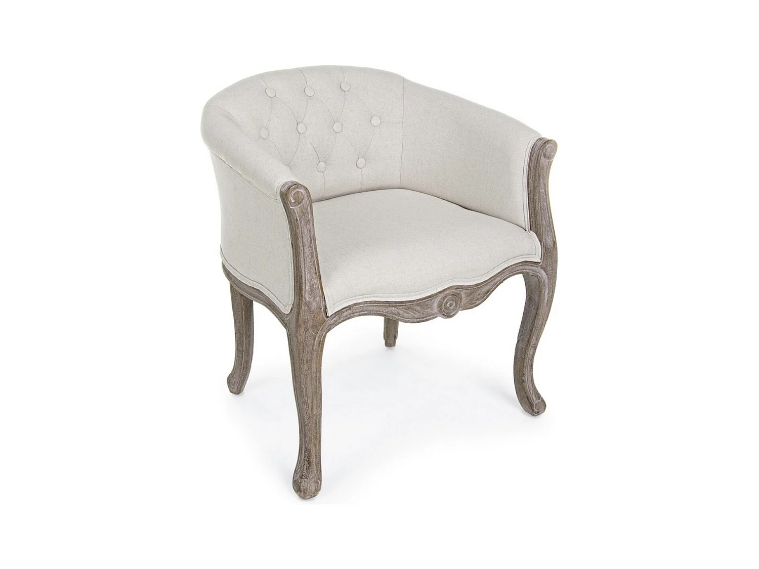 Lot de 2 fauteuils Dova – Pieds en bois d'Hévéa naturel et assise en tissu-Blanc